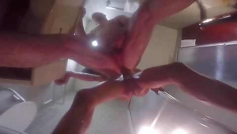 Black shemale has sex with her friend in the shower