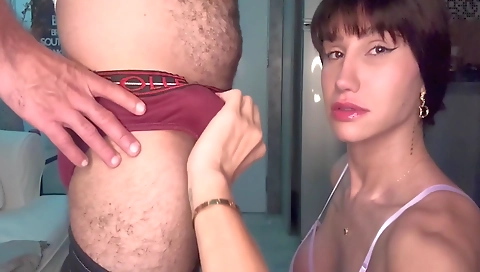 Thicc shemale gets fucked in her ass and gets cumshot