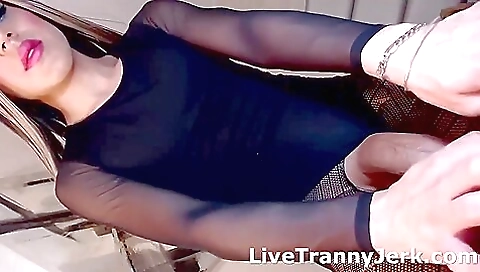 Sexy lingerie chick gets her cock deep in her pussy