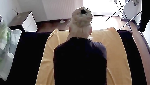 Mature shemale with big tits takes her young boyfriend's dick