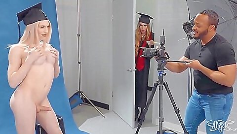 Blonde with a big booty in amateur interracial porn