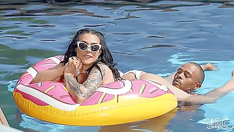 Latina chick on top of a rock and is getting filmed