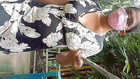 Amateur woman takes nap and sits naked on the grass