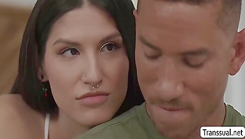 Brunette girl with tight pussy fucked by a big dick