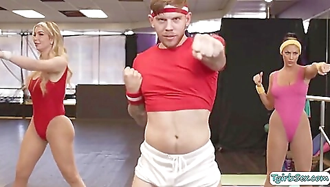 Tattooed blonde yoga teacher is fucked in doggystyle