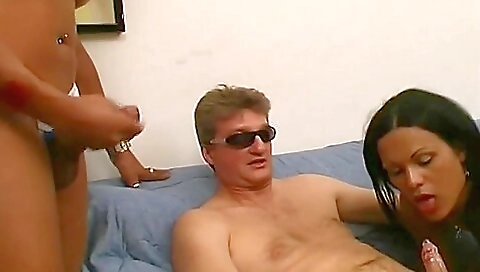 Hairy blonde babe gets fucked in a vintage threesome