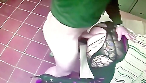 Milf in stockings fucked in doggy and cowgirl style