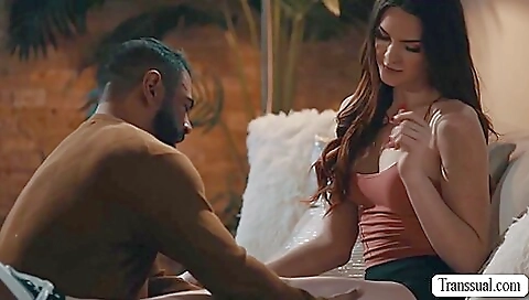 Brunette brunette is going to be fucked in the ass by a fat stepdad