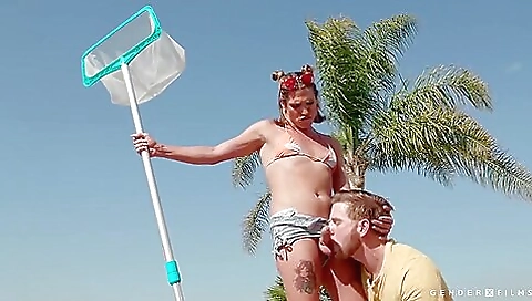 Tattooed blonde with a great ass gets anal fucked on the deck