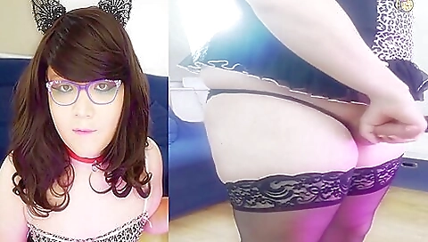 Amateur brunette babe plays with her dick and gets fucked