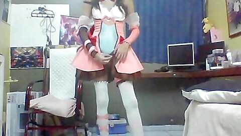 Vintage lingerie slut with a bra on is on the table